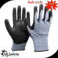 SRSAFETY 13 gauge nylon and HPPE and glassfibre liner coated nitrile on palm gloves